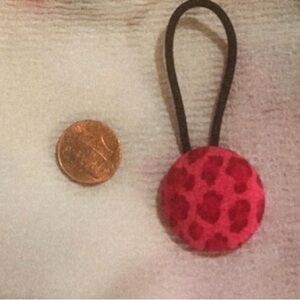 Pink Leopard Print button cover Hair Tie